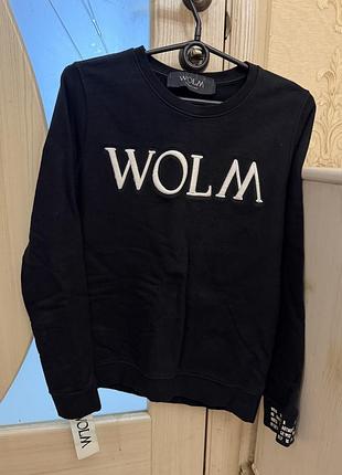 Світшот wolm чорний з вишитим логотипом, жіночий розмір s оригінал