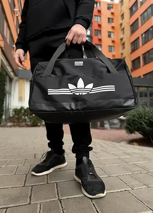 Спортивная черная фитнес сумка adidas, сумка в спортзал для тренировок адедас 5