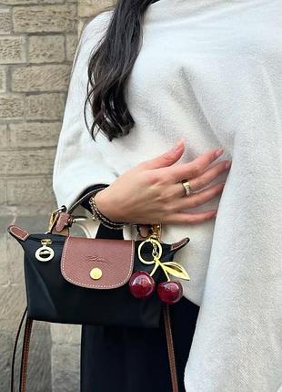 Longchamp le pliage pouch with handle black,лонгчамп міні,сумка