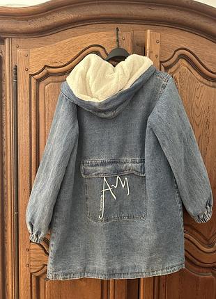 Стильная джинсовая парка -куртка на меху 💙 6