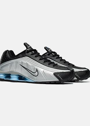 Nike shox r4 silver blue