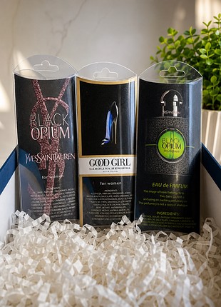 Набор женский популярных ароматов тестеров по 20 мл black opium, good girl, black opium green