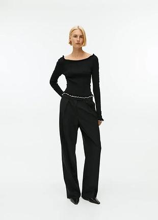 Rib-knit frill top лонгслив arket
