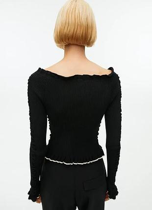 Rib-knit frill top лонгслив arket 4