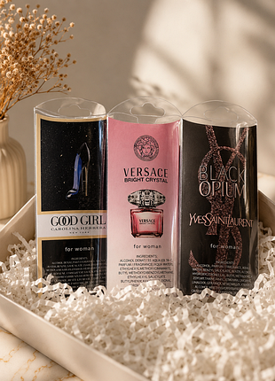Набор женских тестеров по 20 мл good girl, bright crystal, black opium