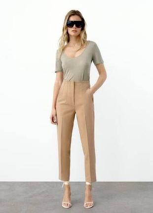 Брюки zara бежеві висока посадки 4
