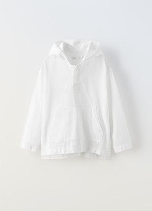 Сорочка із сумішевого льону з капюшоном zara 11-12
