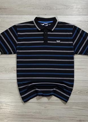 Черная футболка поло лонсдейл lonsdale black striped, факт xl, оригинал