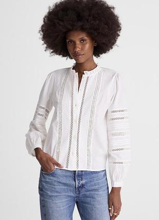 Нова біла блуза madewell з мереживом та рюшами, m