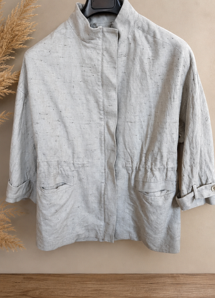 Світло-сірий лляний жакет massimo dutti.
