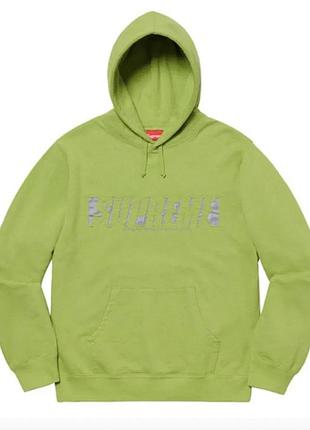 Оригінальне худі supreme з рефлективним лого reflective cutout hooded sweatshirt