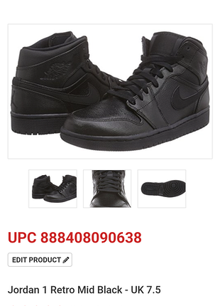 Кросівки jordan 1 retro mid black
