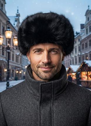 Шапка ушанка для мужчин из искусственного меха типа норка, зима.