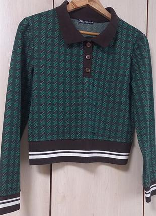 Джемпер кофта светер жіночий zara. зелено коричневий.розмір l/m.