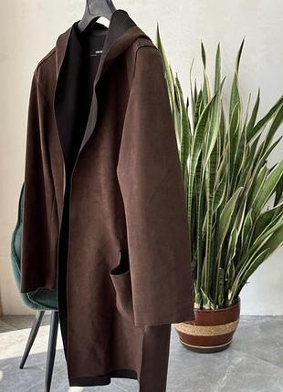 Замшевий кардиган-пальто на запах від zara basic