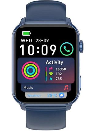 Смарт-годинник blackview r30 max 1,91" tft 280×320 bluetooth 5.2 з пульсометром, крокоміром і мікрофоном 450 маг blue
