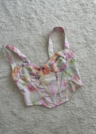 Shein xs s кроп топ кроптоп вкорочений блуза з імітацією корсету корсет
