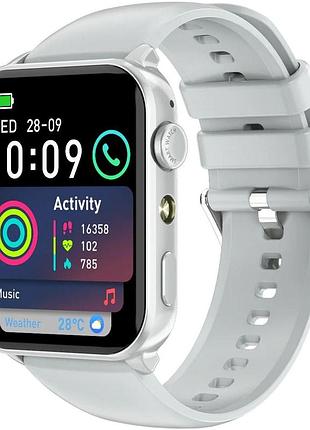 Смарт-годинник blackview r30 max 1,91" tft 280×320 bluetooth 5.2 з пульсометром, крокоміром і мікрофоном 450 маг silver 3