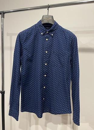 Чоловіча сорочка wrangler (indigo) з дрібним принтом / розмір s синя