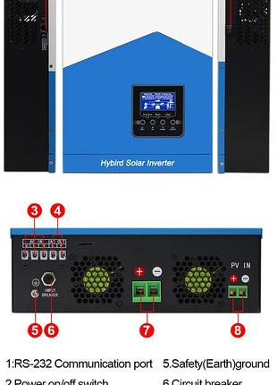 Гібридний інвертор easun 2.2kw 12 v isolar-smh-ii-2.2kw (2200va/1800w, max ch 80a, ac 60) wi-fi 2