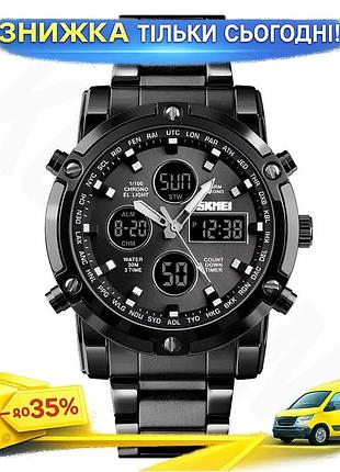 Классические наручные часы skmei 1389 черные спортивные часы для мужчин кварцевый хронометр с водонепрон ku-22
