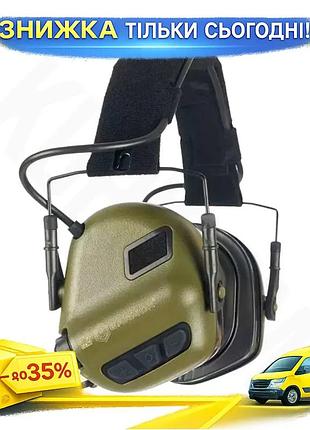 Ku активные защитные наушники universal fit earmor для стрельбы охоты взрослых оливковые шумоподавляющ uni2l_k