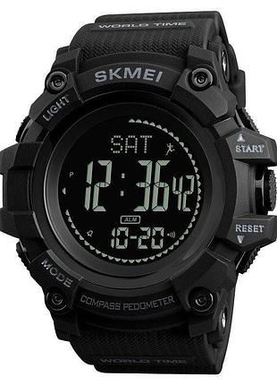 Спортивные часы skmei 1356 с компасом ударопрочные черные для мужчин электронные с таймером и секундомер ku-22