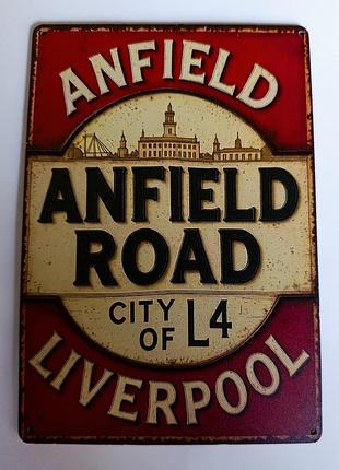 Футбольна табличка, декор стадіон fc liverpool anfield road