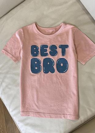 Футболка з надписом best bro на хлопчика 5-6 років ріст 110-116 стан як нова дов 45.5, шир 32.5