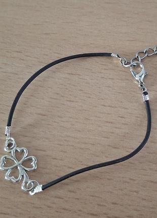Браслет шнур клевер hand made бижутер тренд бохо этно лаконич украш этно амулет ручн раб етно