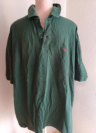 Поло вантажне вільної посадки burberrys of london green polo shirt (оверсайз / xxl-3xl)
