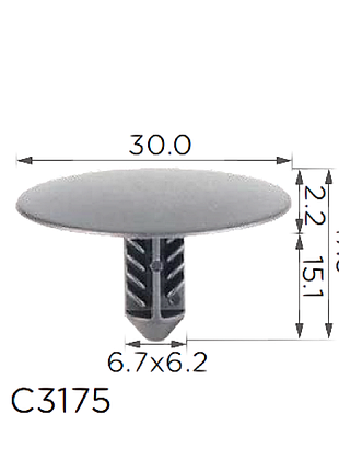 Кліпси c3175 кріплення ошивки теплошумоізоляція капота chevrolet opel 11571159 10595