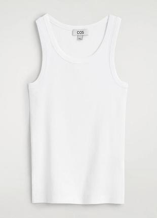 Класична якісна  майка ​​з суміші ребристої органічної бавовни, поліестеру і еластану cos, оригінал