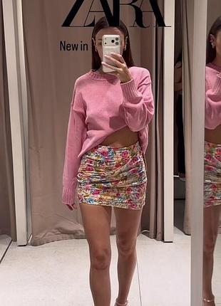 Рожевий светр zara асиметричного крою