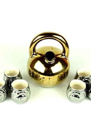 Штоф 1,1л 6 рюмок гиря золото тм словянськ