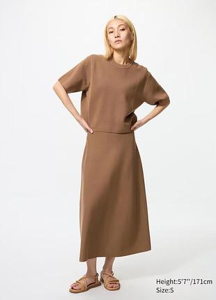 Стильна трикотажна міжі спідниця uniqlo