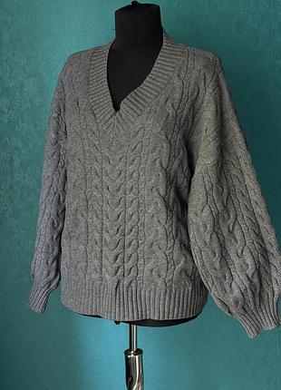 Кофта жіноча джемпер shein з v-вирізом сірий 2xl