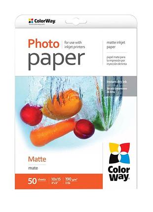 Фотобумага colorway 10×15 см matte 190 г/м² 50 листов