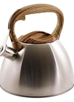 Чайник 3л zb28/3 нерж. коричнева ручка тм zauberg