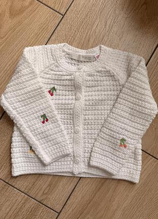 Кофта для дівчинки біла zara 74 нова