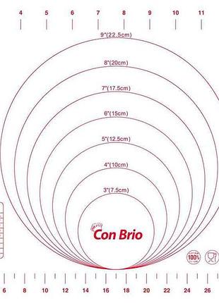Коврик силиконовый св-675крас, 30х40см, красный принт тм con brio