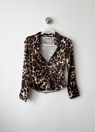 Zara сорочка блуза сатинова леопардова