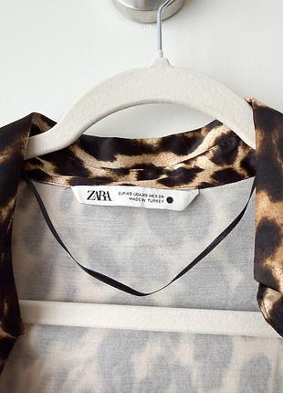 Zara сорочка блуза сатинова леопардова 3