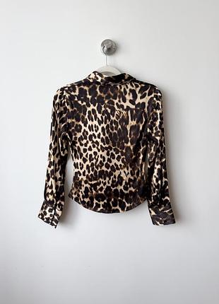 Zara сорочка блуза сатинова леопардова 5