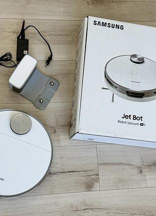 Робот-пылесос samsung jet bot vr30t80313w/ev wifi (lidar, smartthings, белый) — полный комплект в коробке, отличный состояние