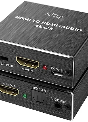 Цифровой hdmi аудио экстрактор addap hae-02, конвертер звука с hdmi на оптический spdif/toslink и 3,5мм minijack, 4k