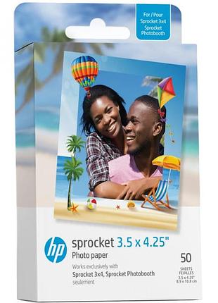 Фотобумага hp sprocket zink 3,5×4,25" glossy self-adhesive 50 листов