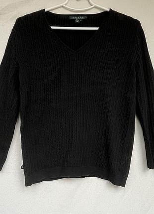 В’язаний светр ralph lauren polo, чорний, 3/4 рукав, 100% бавовна, розмір s