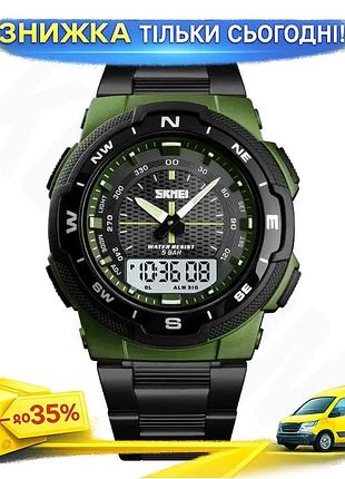 Мужские часы skmei 1370 marshal зеленые кварцевые спортивные часы с подсветкой для повседневного использ ku-22