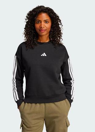 Світшот жіночій флісовий чорний 3-stripes adidas